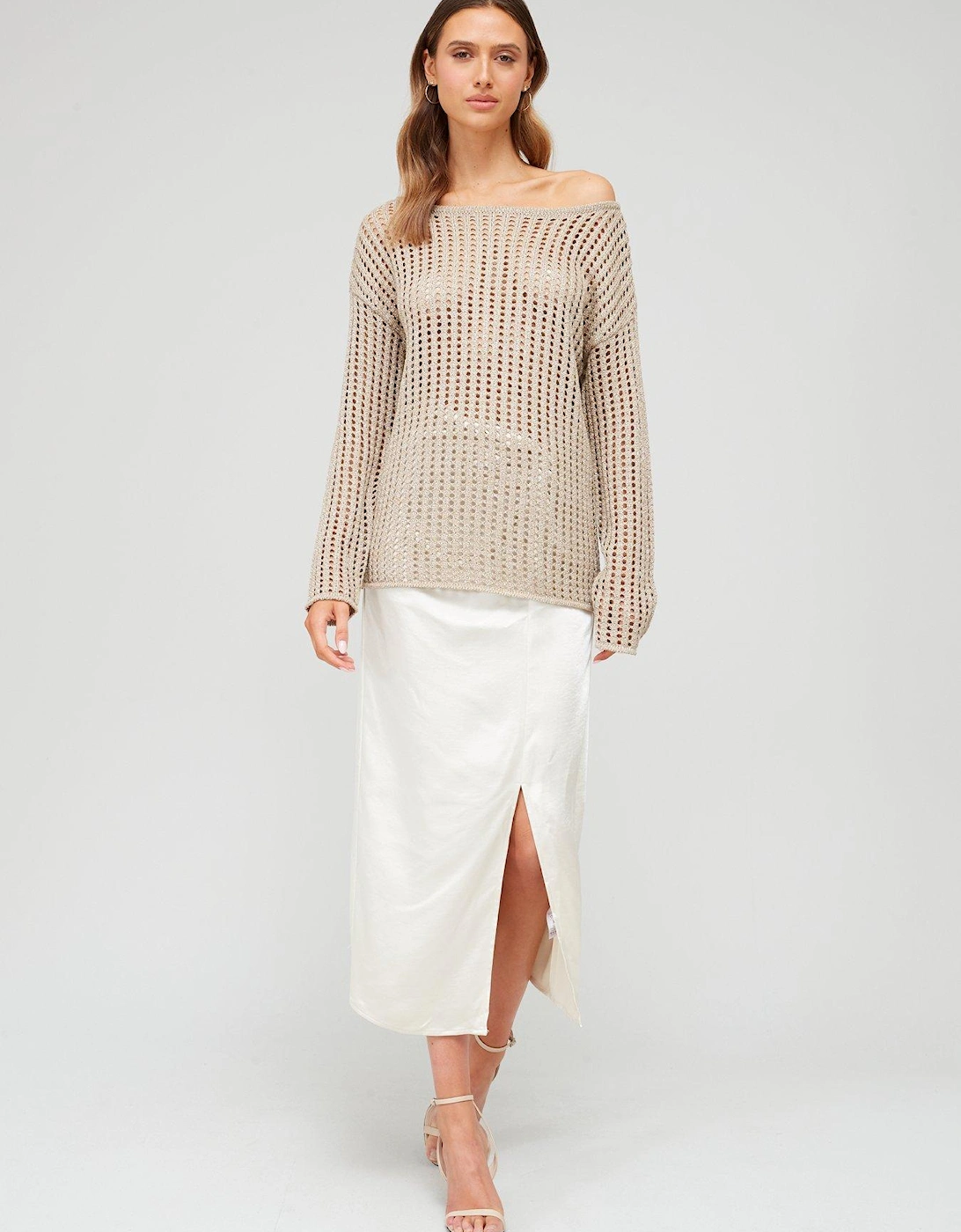 Ruched Midaxi Skirt - White