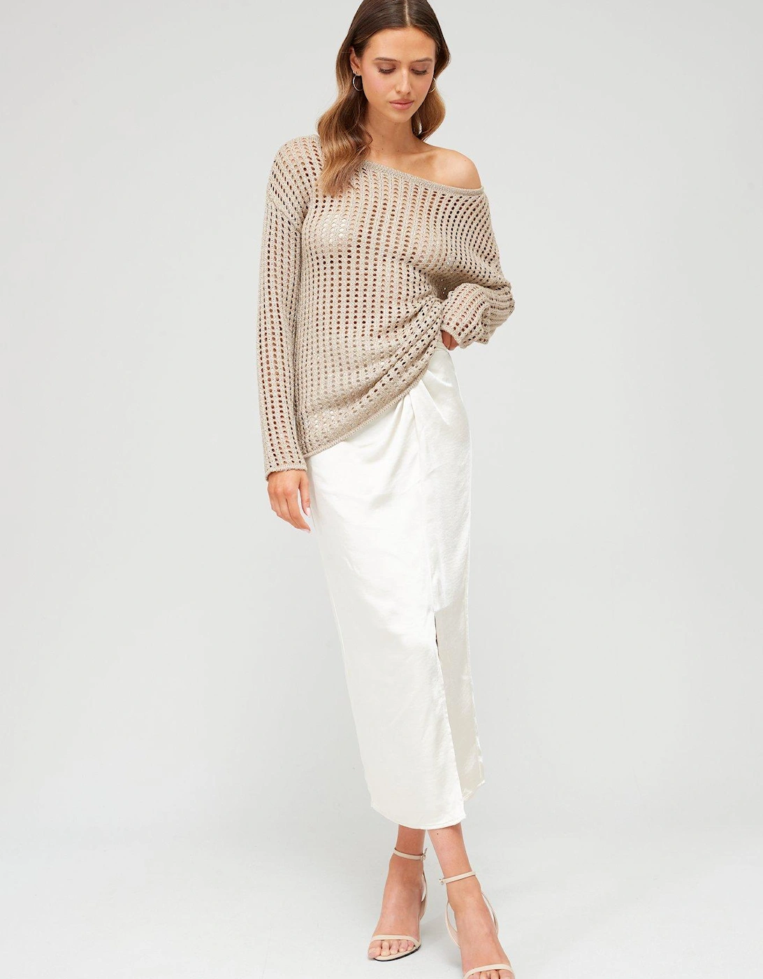 Ruched Midaxi Skirt - White