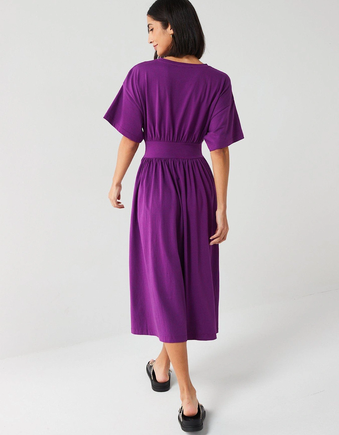 Waisted Midi Dress - Purple