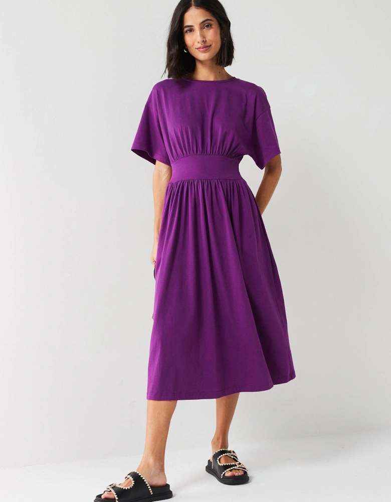 Waisted Midi Dress - Purple