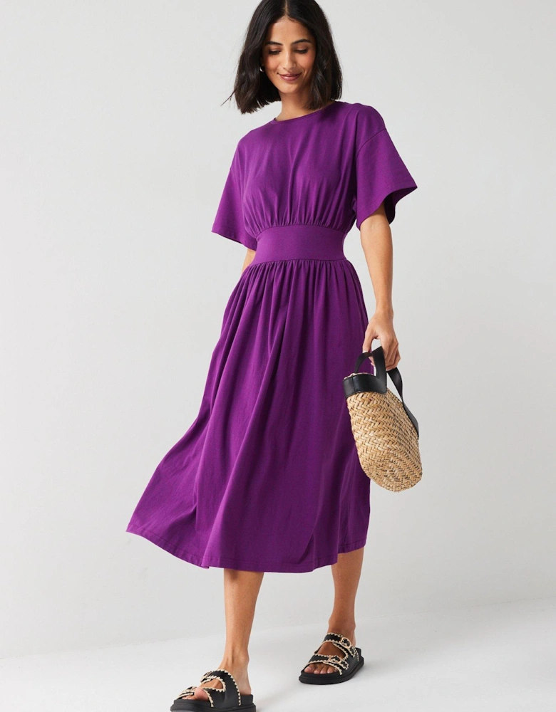 Waisted Midi Dress - Purple