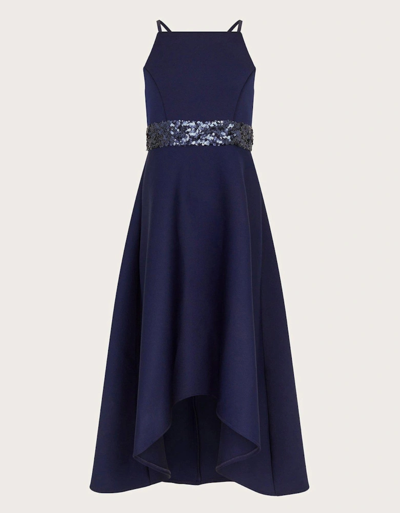 Girls Sequin Scuba Prom Dress - Navy