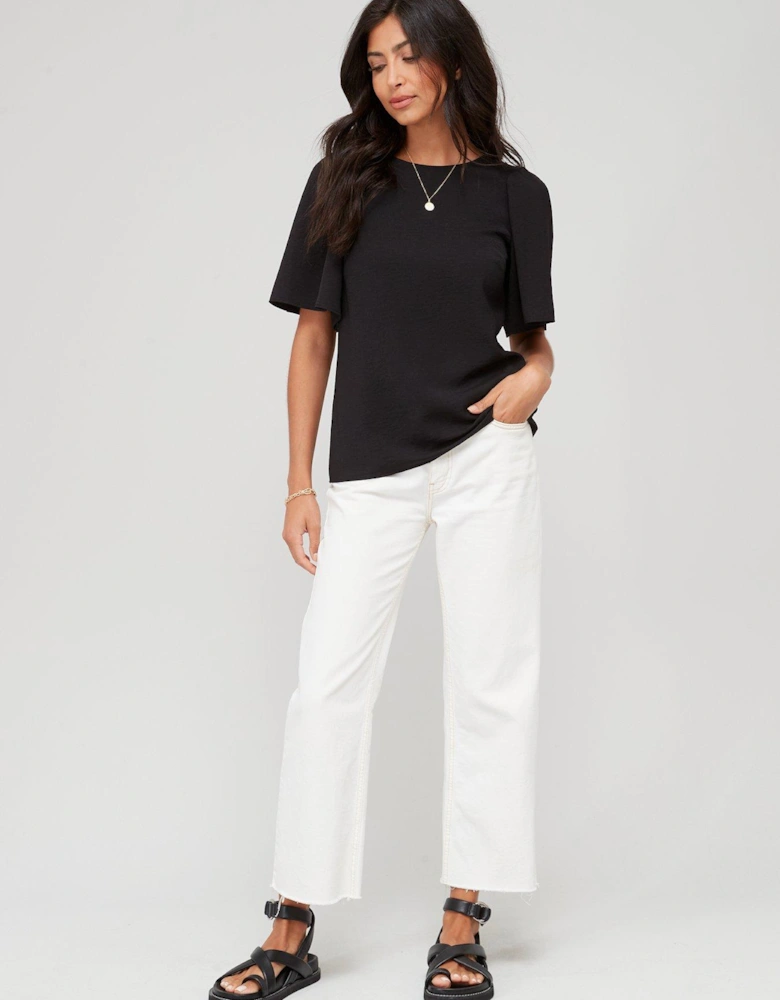 Angel Sleeve Blouse Solid - Black