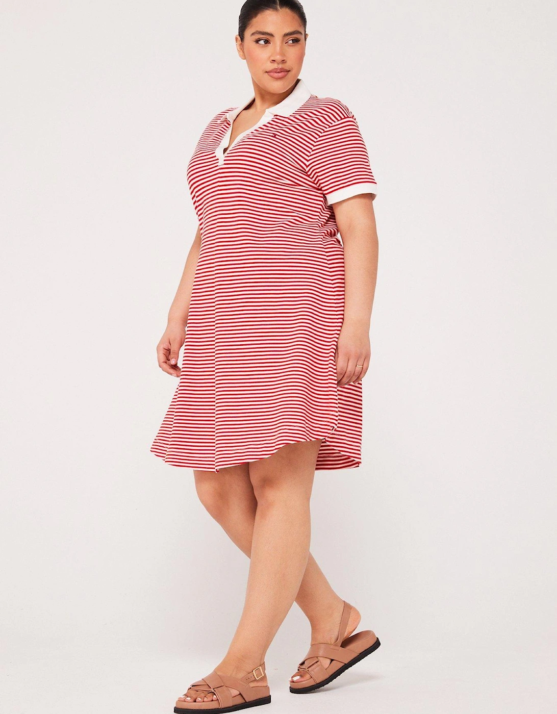 Plus Size Polo Dress - Red