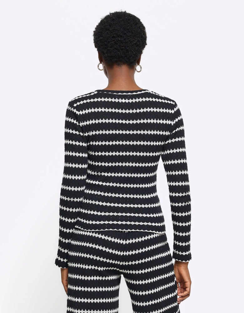 Crochet Stripe Top - Black