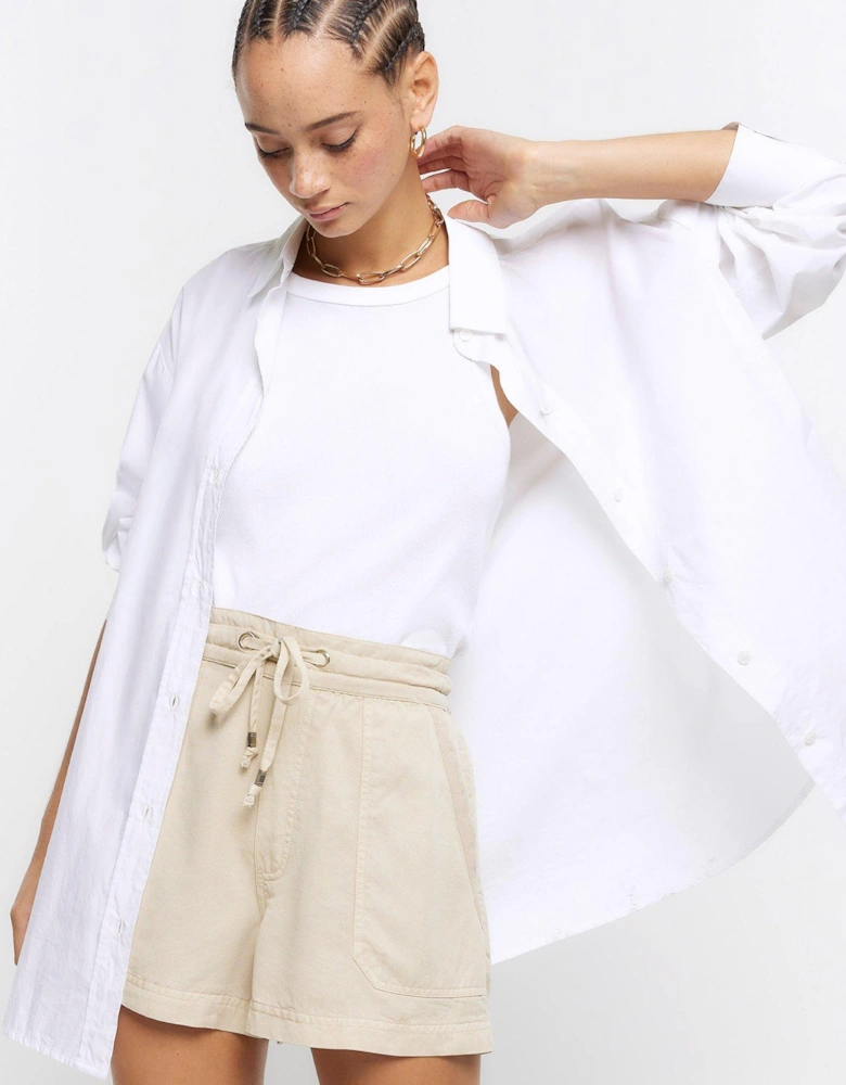 Relaxed Lyocell Shorts - Light Beige