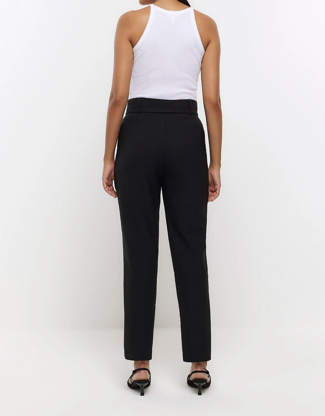 Slim Leg Belted Trouser - Black