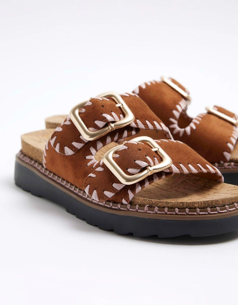 Double Buckle Sandal - Brown