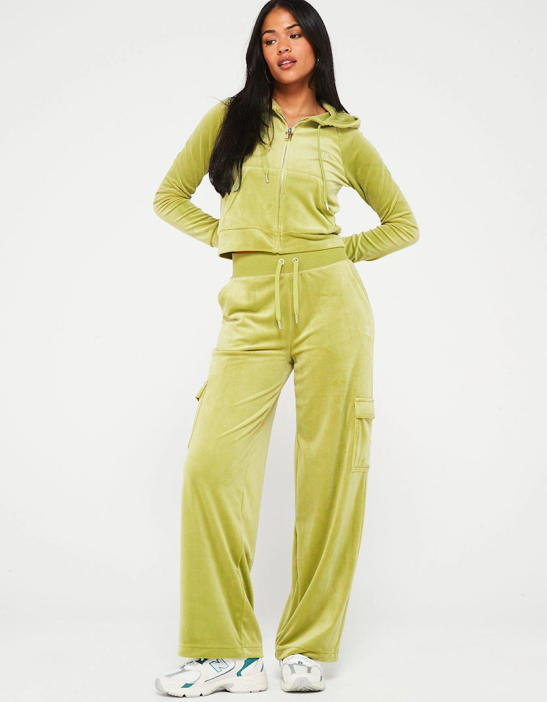 Audree Velour Cargo With Juicy Diamante Logo - Green