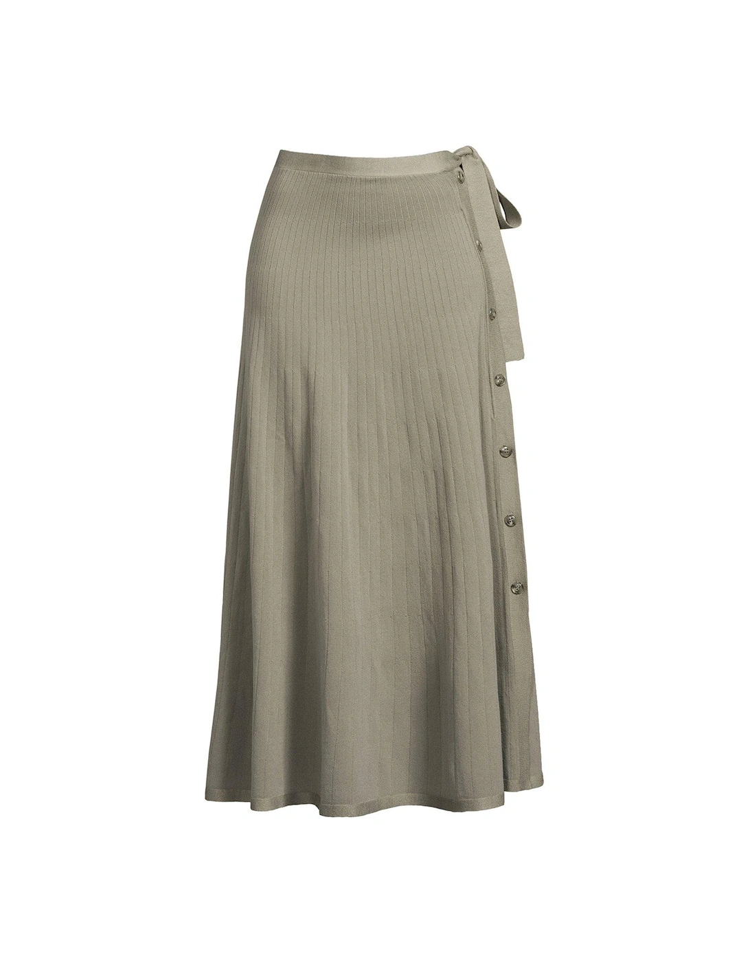 Knitted Midaxi Wrap Skirt - Olive 