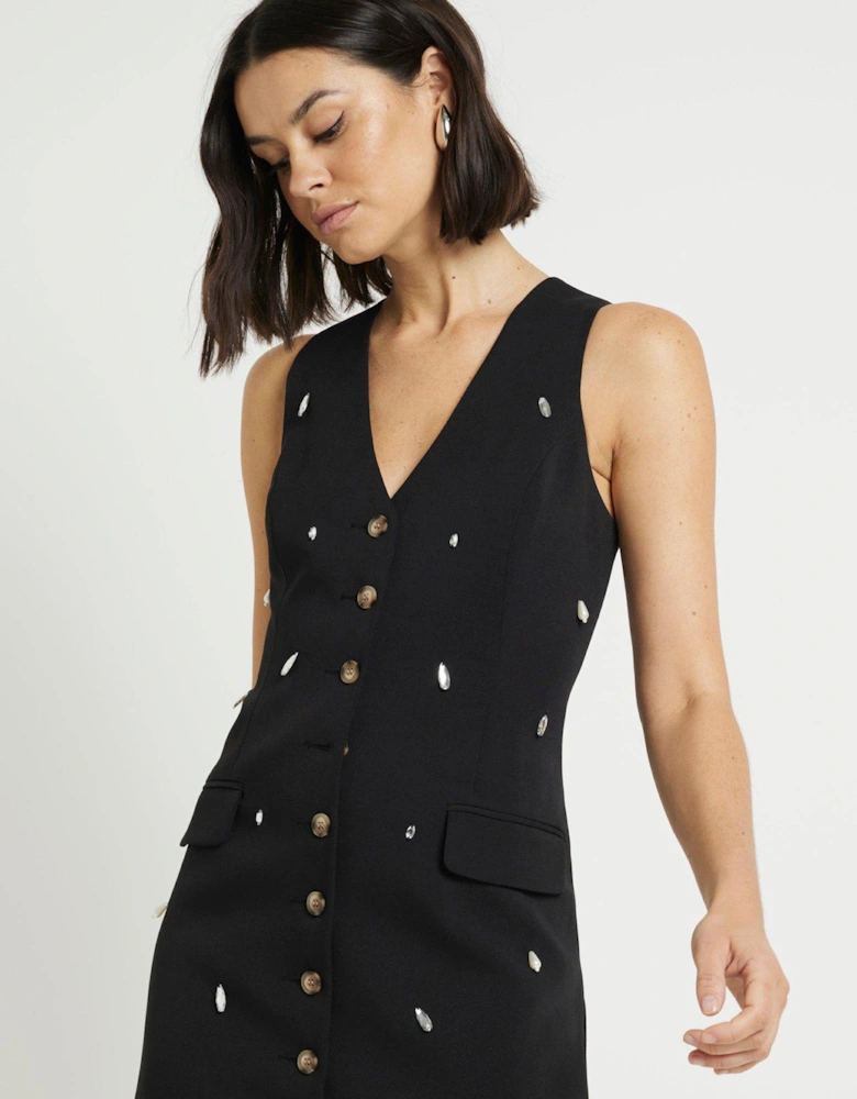 Waistcoat Mini Dress - Black