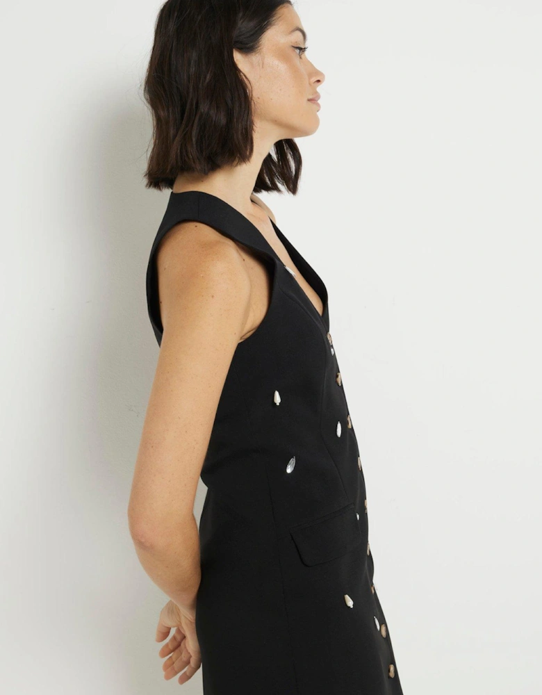 Waistcoat Mini Dress - Black