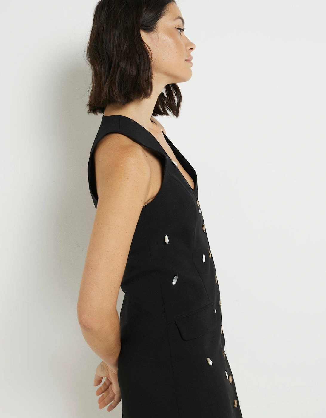Waistcoat Mini Dress - Black