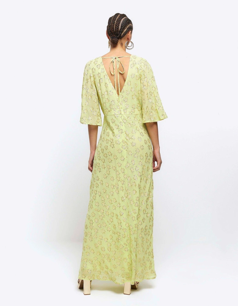 Lurex Star Maxi Dress - Lime