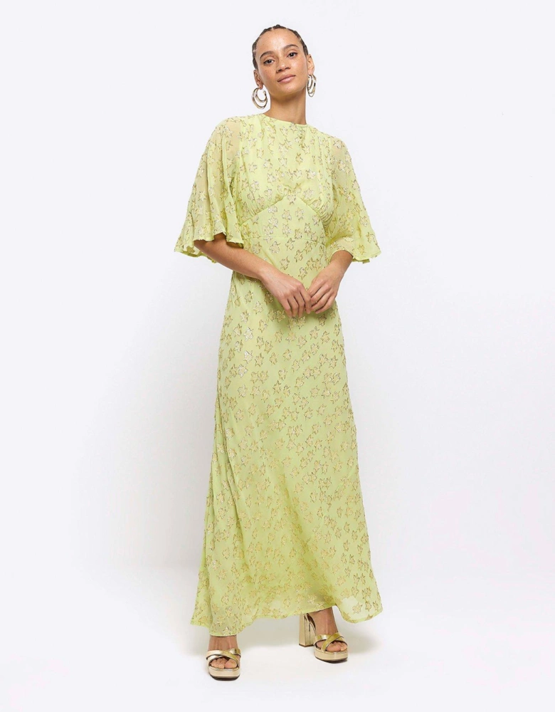 Lurex Star Maxi Dress - Lime