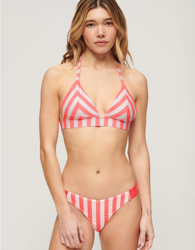 Stripe Triangle Bikini Top - Pink