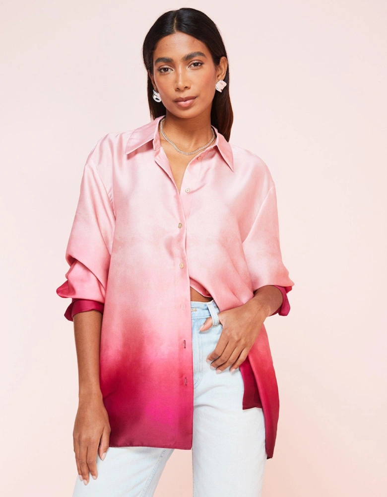 Ombre Oversized Shirt - Medium Pink