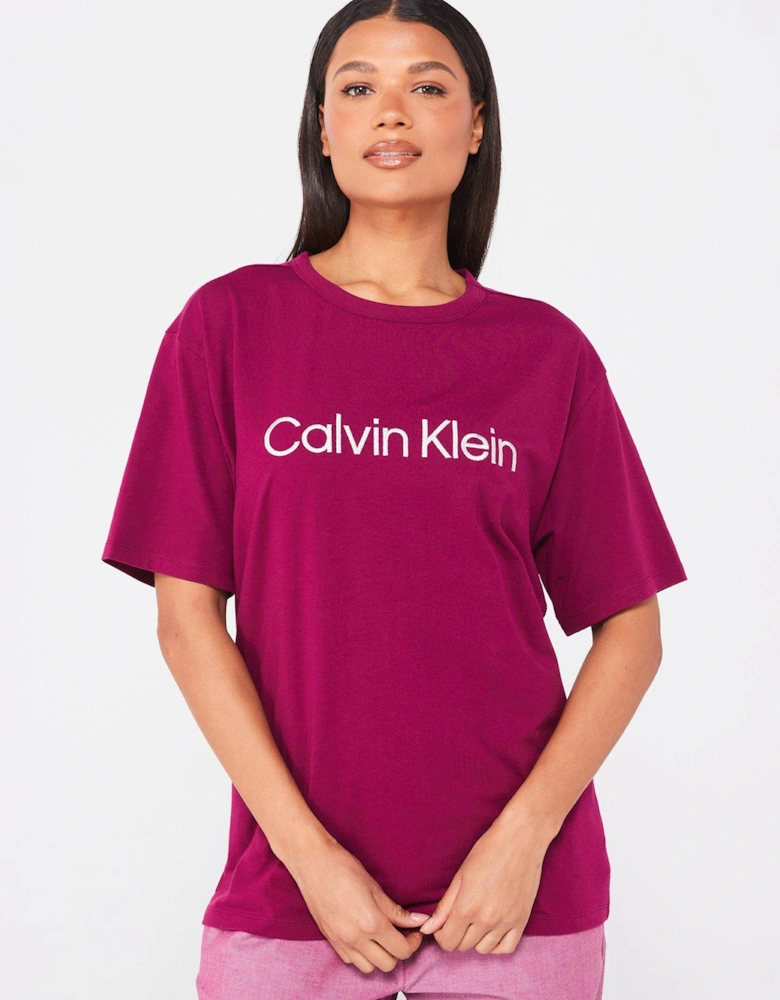 Pure Cotton Crew Neck Top - Purple