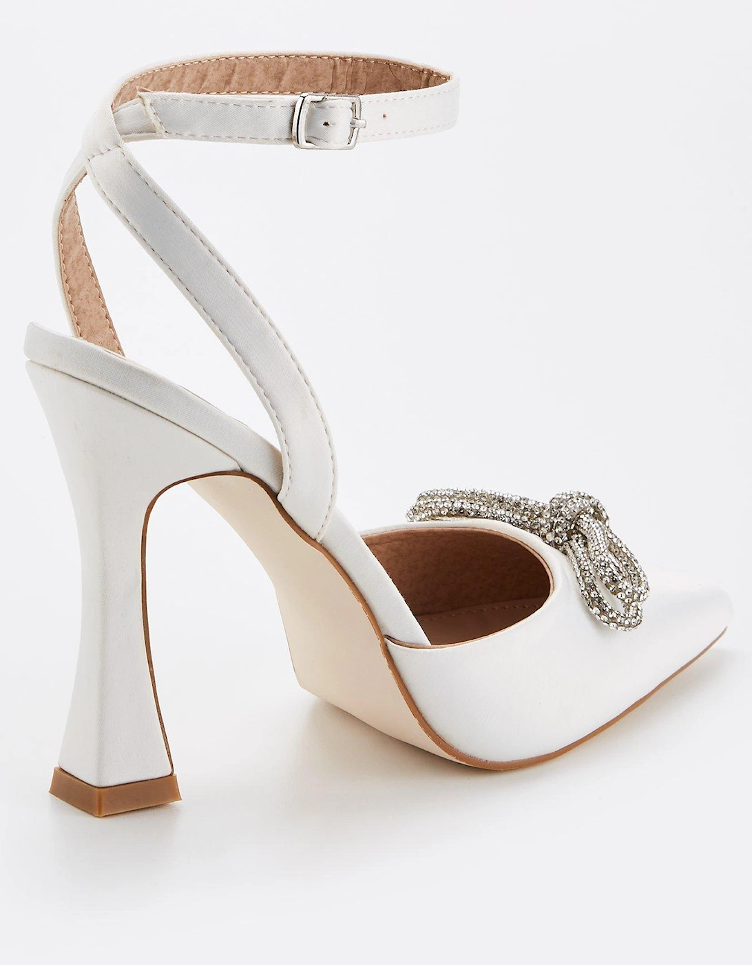 Be Mine Bridal Wynna Embellished Bow Satin Heeled Shoes - Ivory Satin