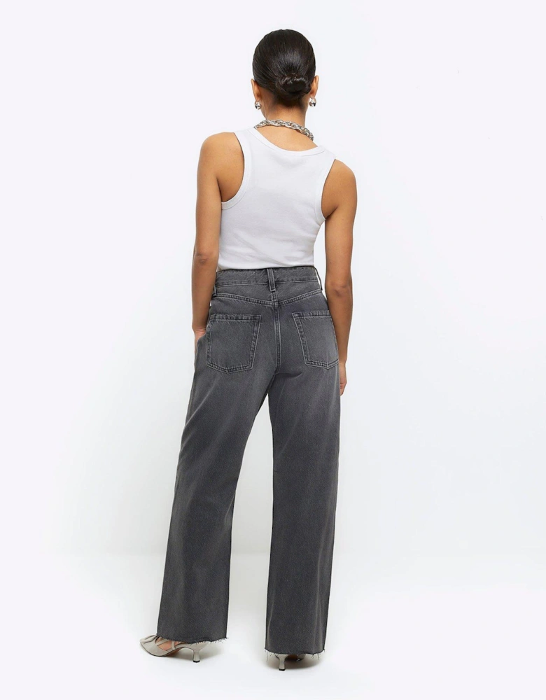 Petite High Rise Relaxed Straight Jean - Black