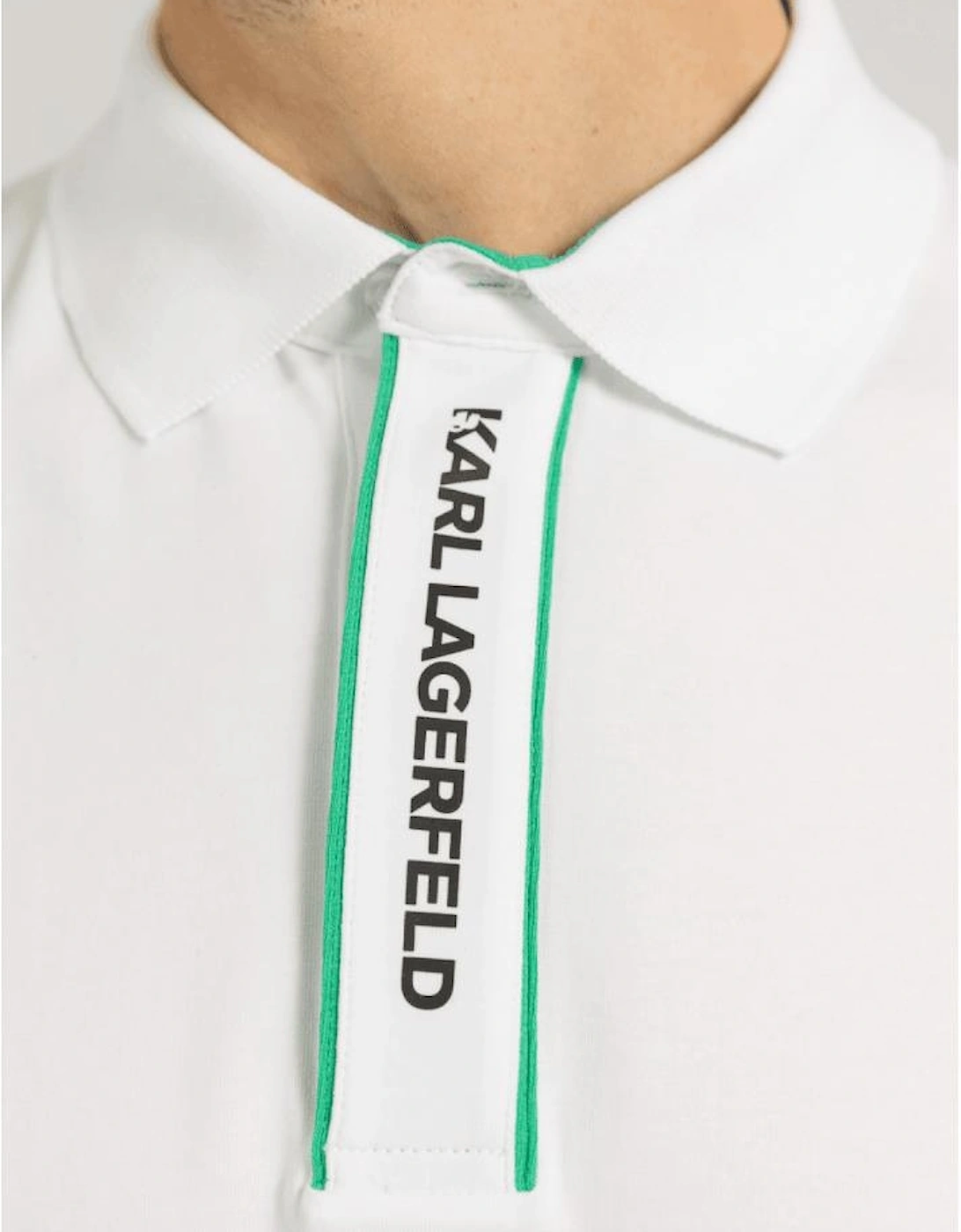 Cotton Placket Logo White Polo Shirt