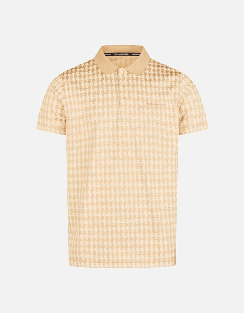 Cotton Allover Logo Beige Polo Shirt