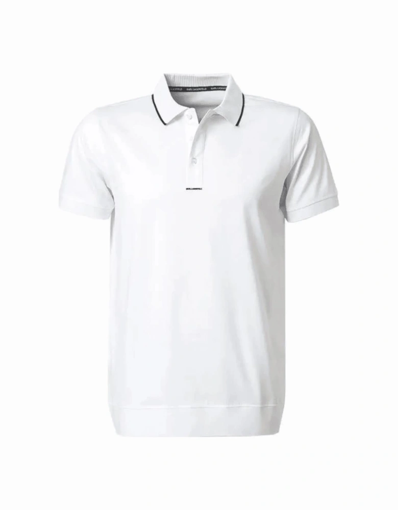 Cotton Stripe Collar White Polo Shirt