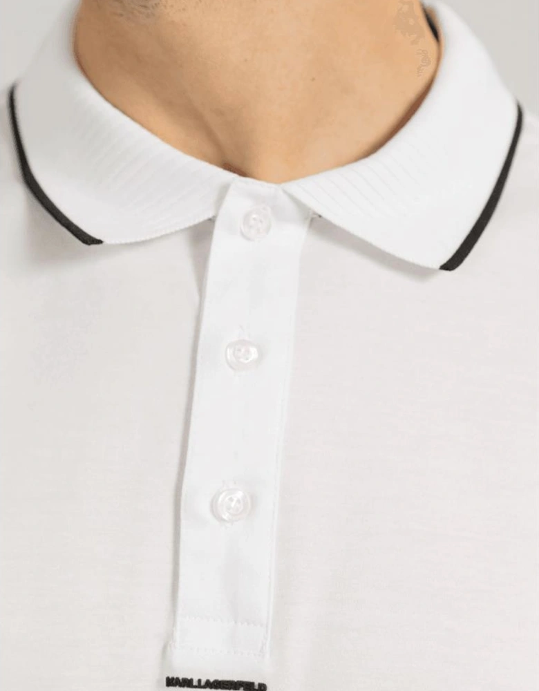 Cotton Stripe Collar White Polo Shirt