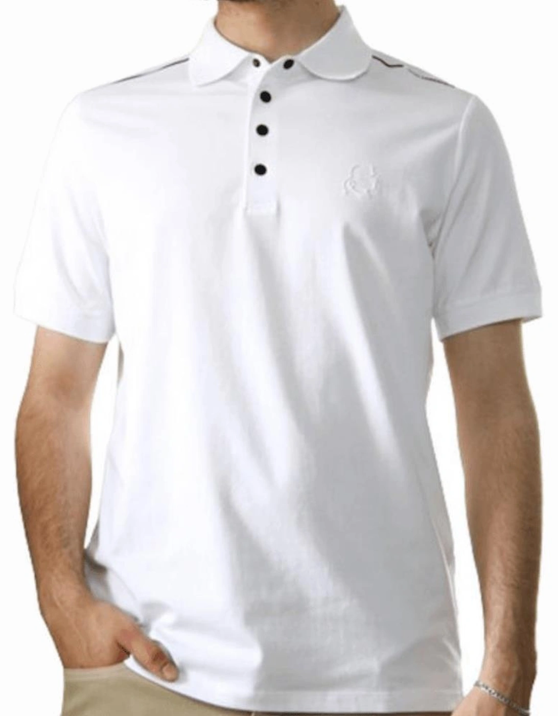 Cotton Embroidered Karl Logo White Polo Shirt