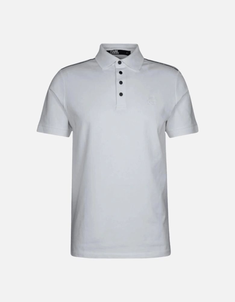 Cotton Embroidered Karl Logo White Polo Shirt