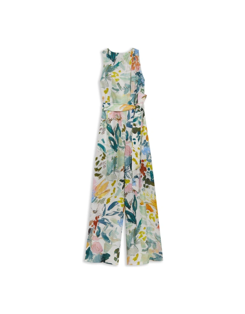 LAYLAS Printed Halterneck Jumpsuit - Off White