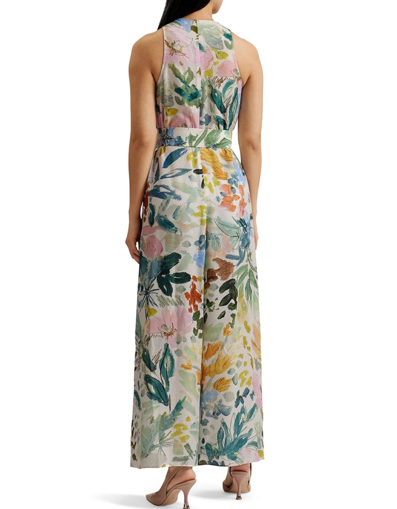 LAYLAS Printed Halterneck Jumpsuit - Off White
