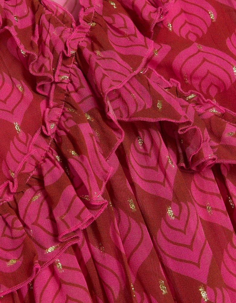 Lurex Smock Dress - Dark Pink