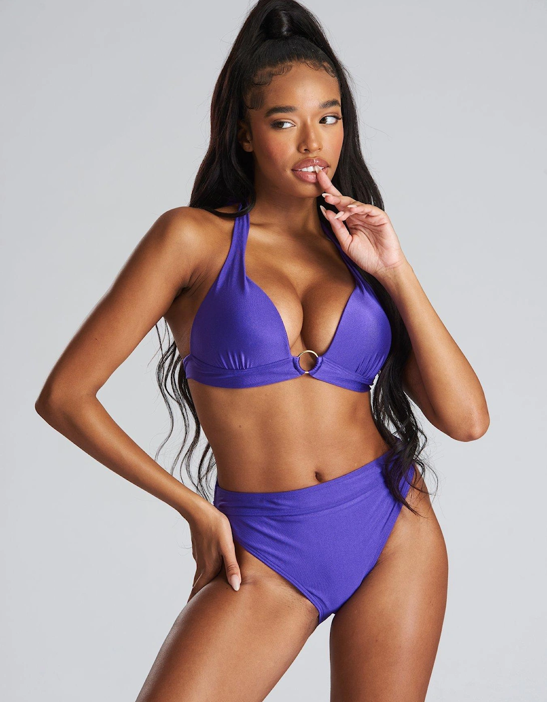 Moulded Cup Ring Detail Bikini - Purple