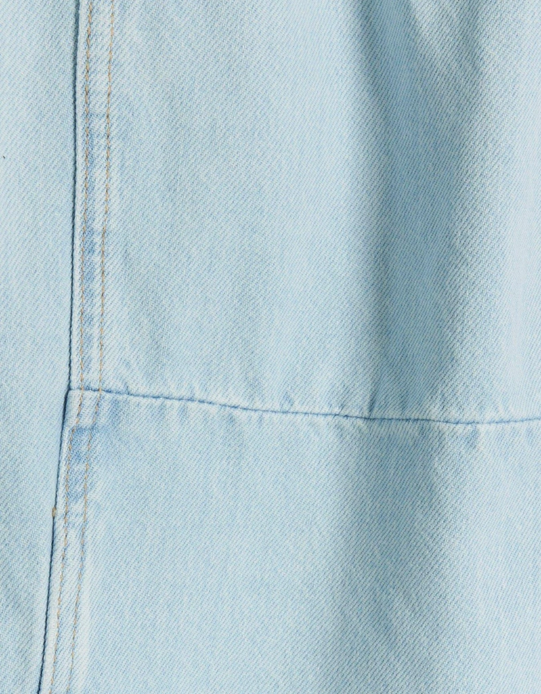 Petite Seam Detail Midi Skirt - Light Denim