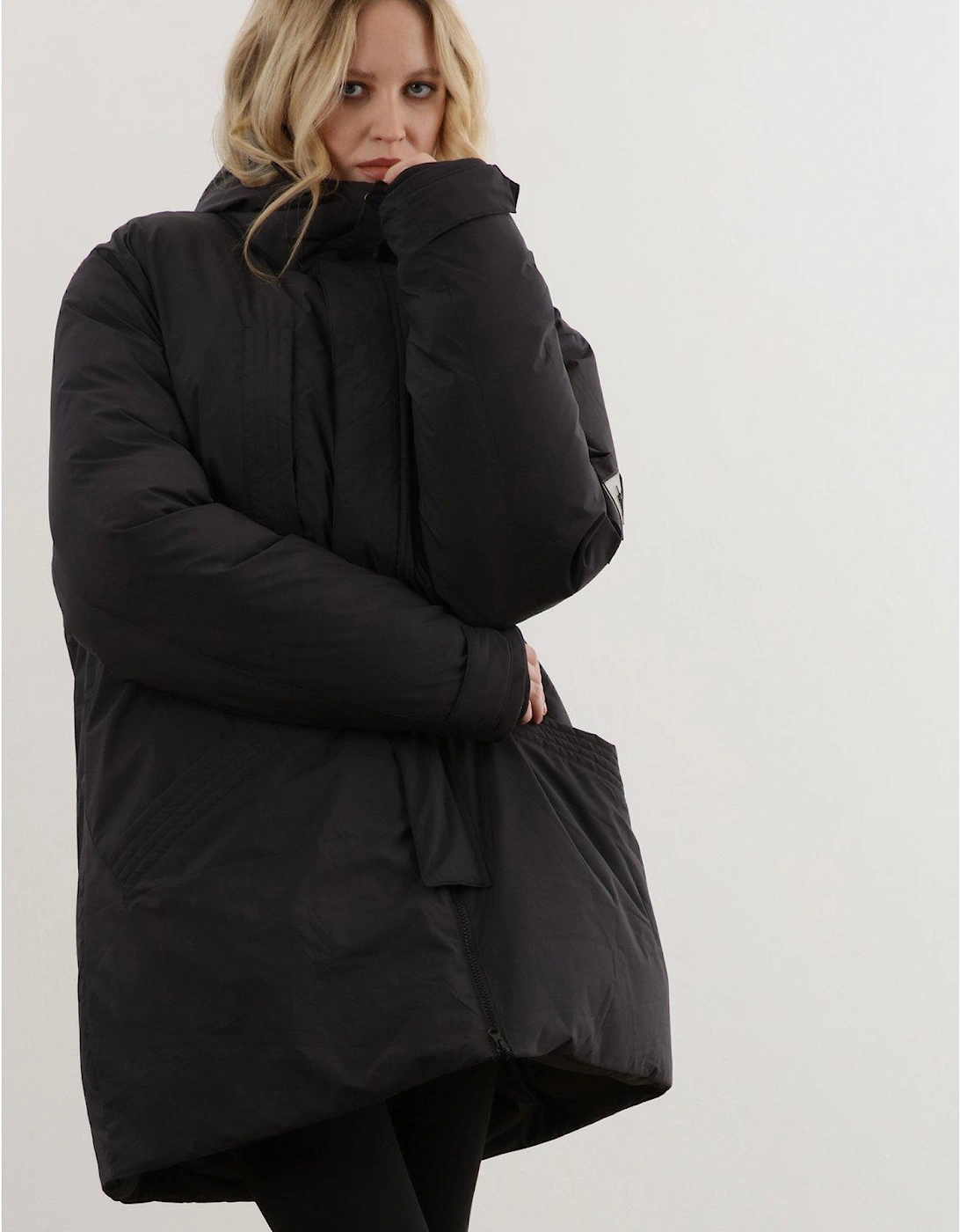 Oversized Hooded Padded Coat - Black