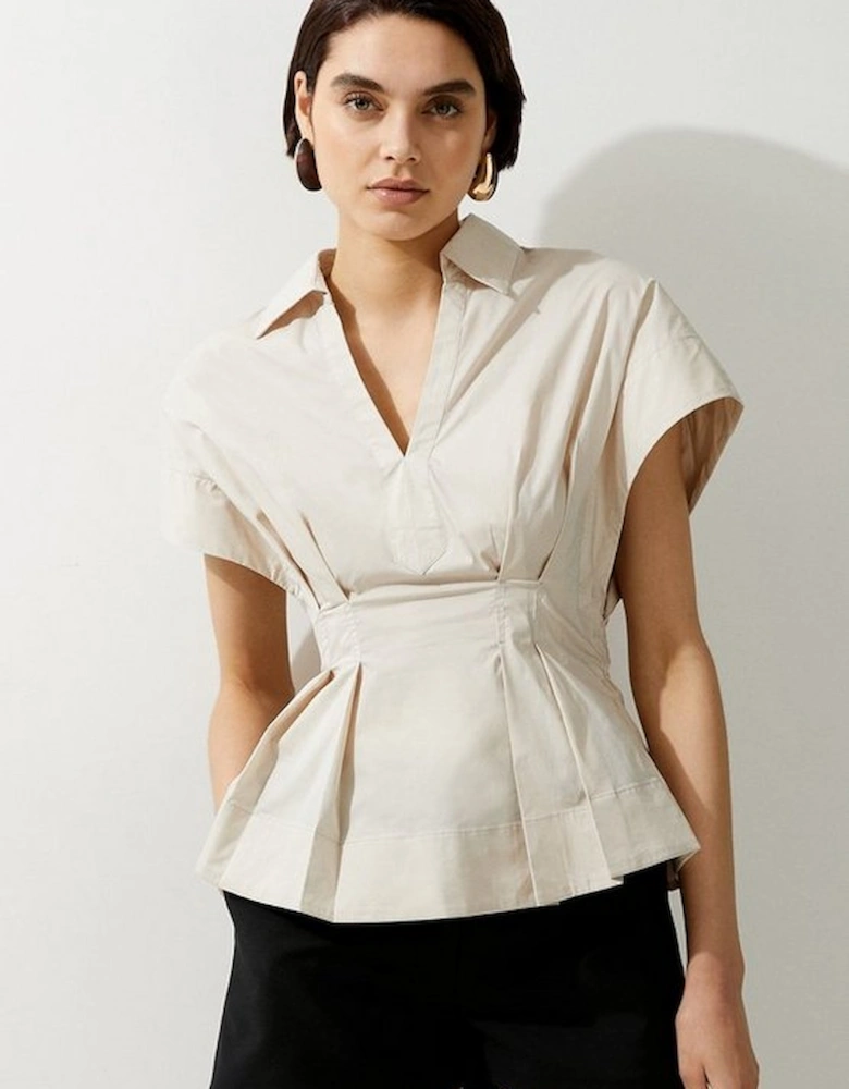 Poplin Balloon Strong Shoulder Woven Shirt