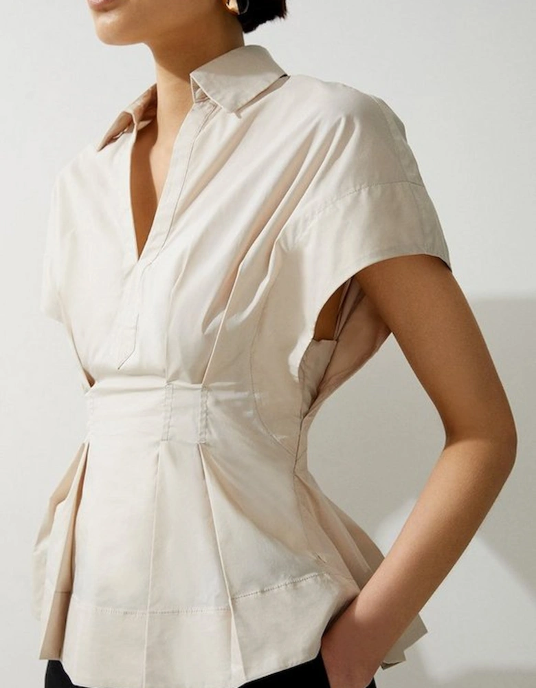 Poplin Balloon Strong Shoulder Woven Shirt