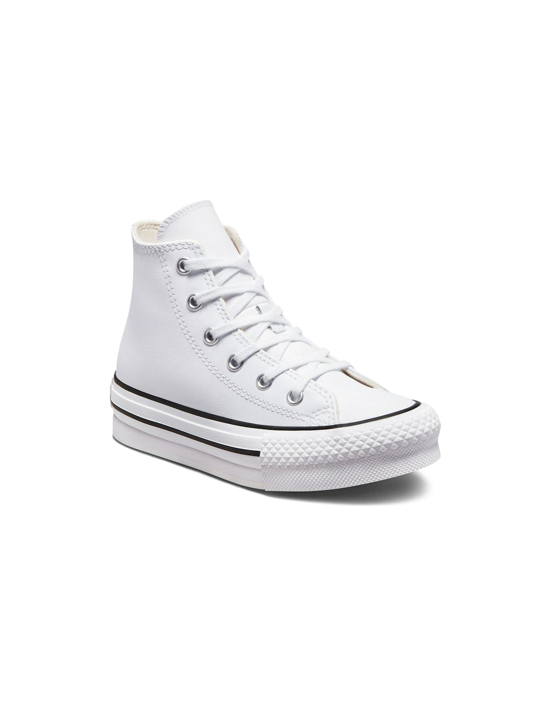 Kids Girls Leather Eva Lift Hi Top Trainers - White