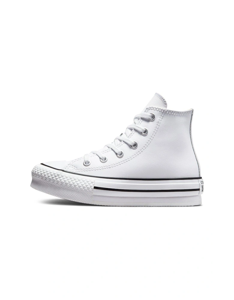 Kids Girls Leather Eva Lift Hi Top Trainers - White