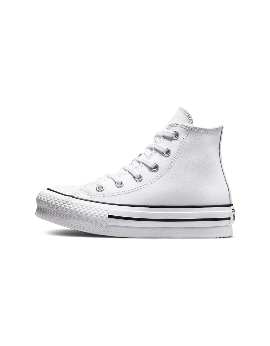 Kids Girls Leather Eva Lift Hi Top Trainers - White