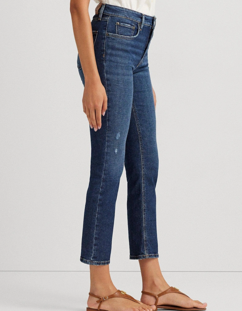 High-Rise Straight Ankle Jean - Atlas Wash Blue