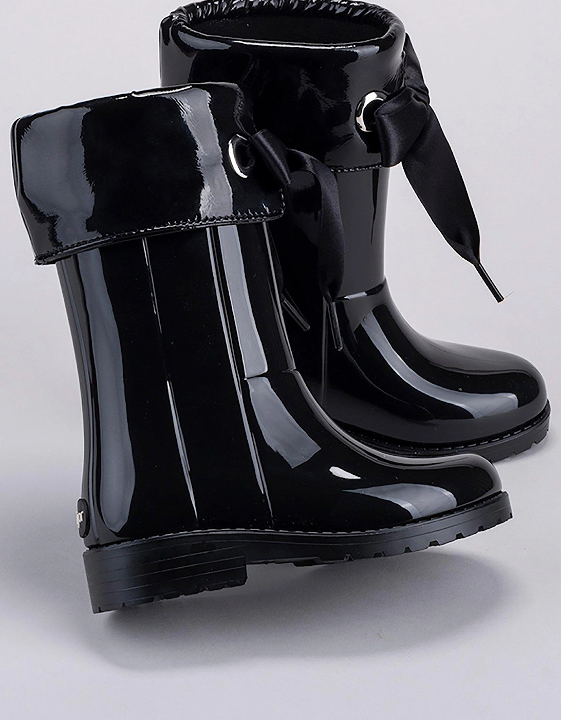 Campera Charol Bow Wellington Boot - Black