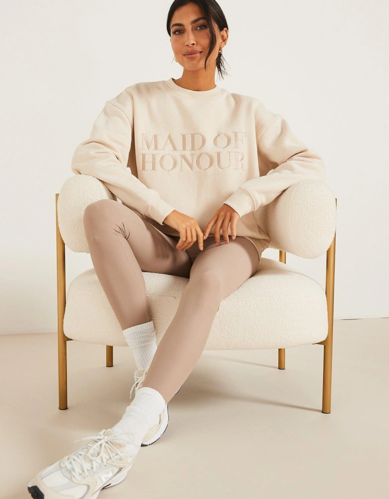 Maid of Honour Embroidered Sweatshirt - Champagne