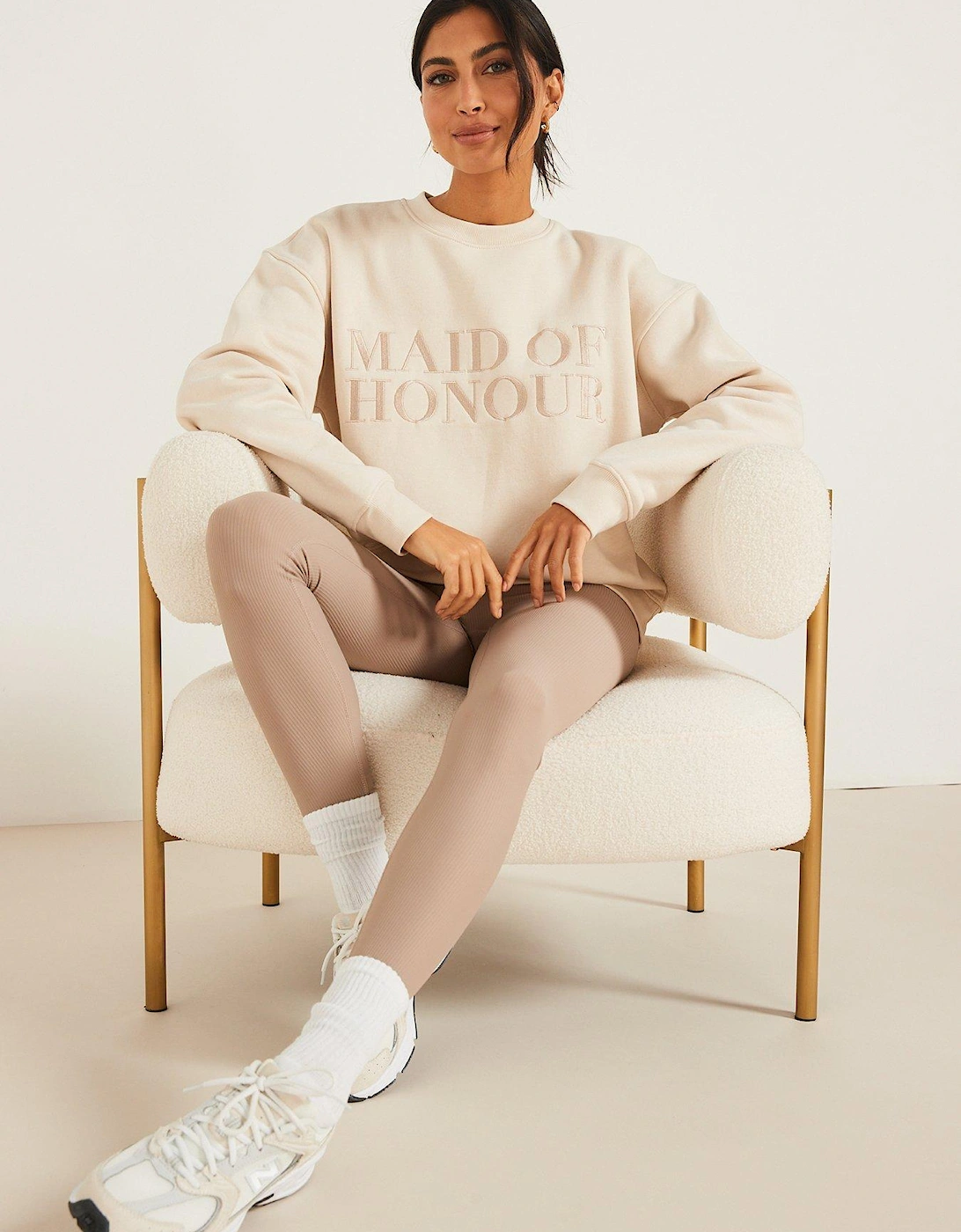 Maid of Honour Embroidered Sweatshirt - Champagne