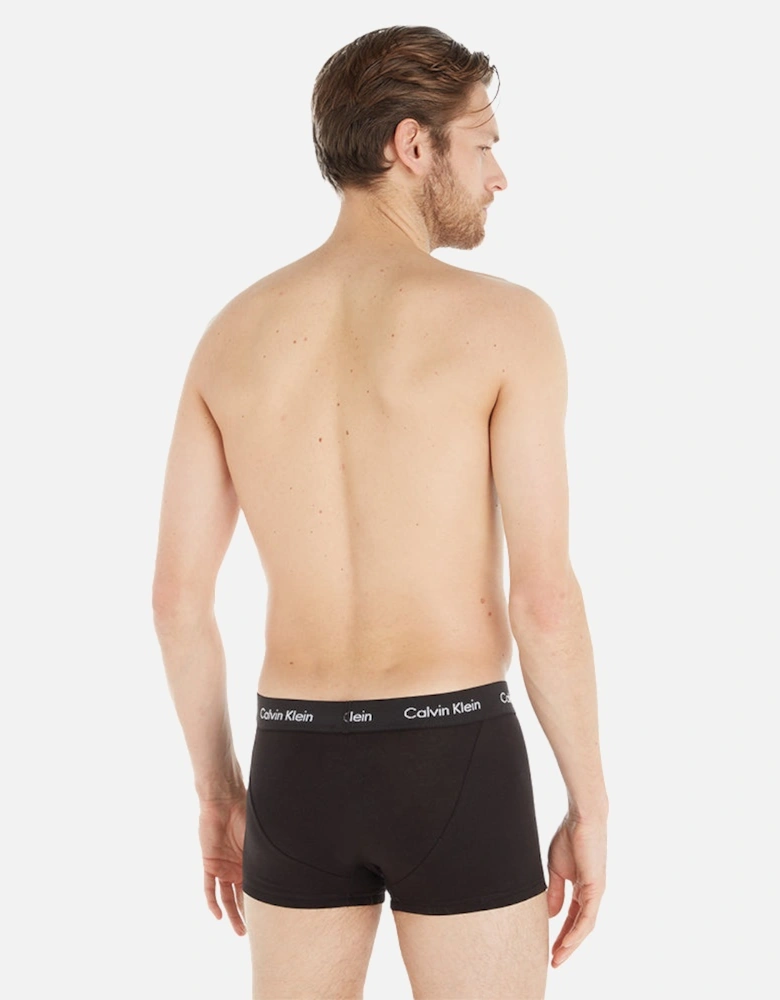 3-Pack Low-Rise Cotton Stretch Boxer Trunks, Black