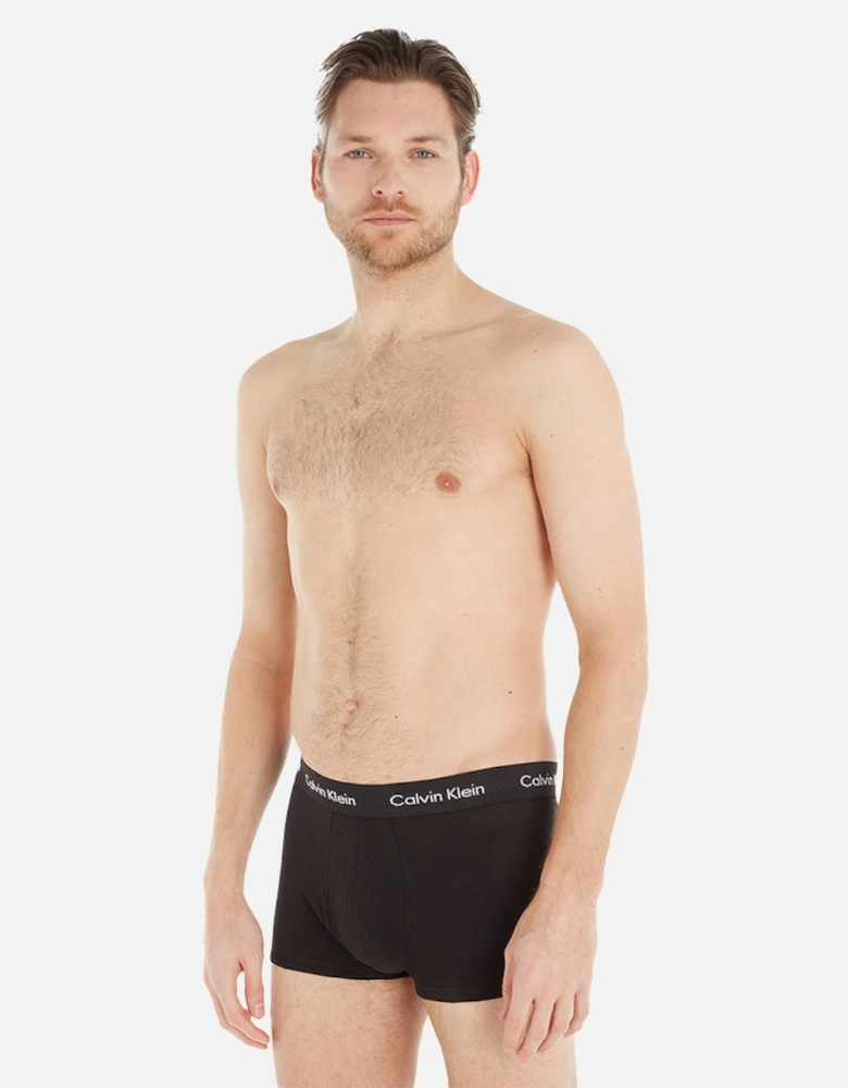 3-Pack Low-Rise Cotton Stretch Boxer Trunks, Black