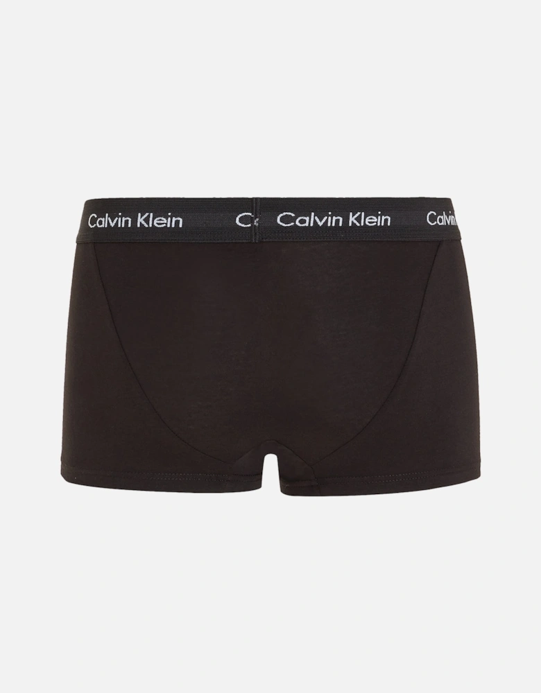 3-Pack Low-Rise Cotton Stretch Boxer Trunks, Black