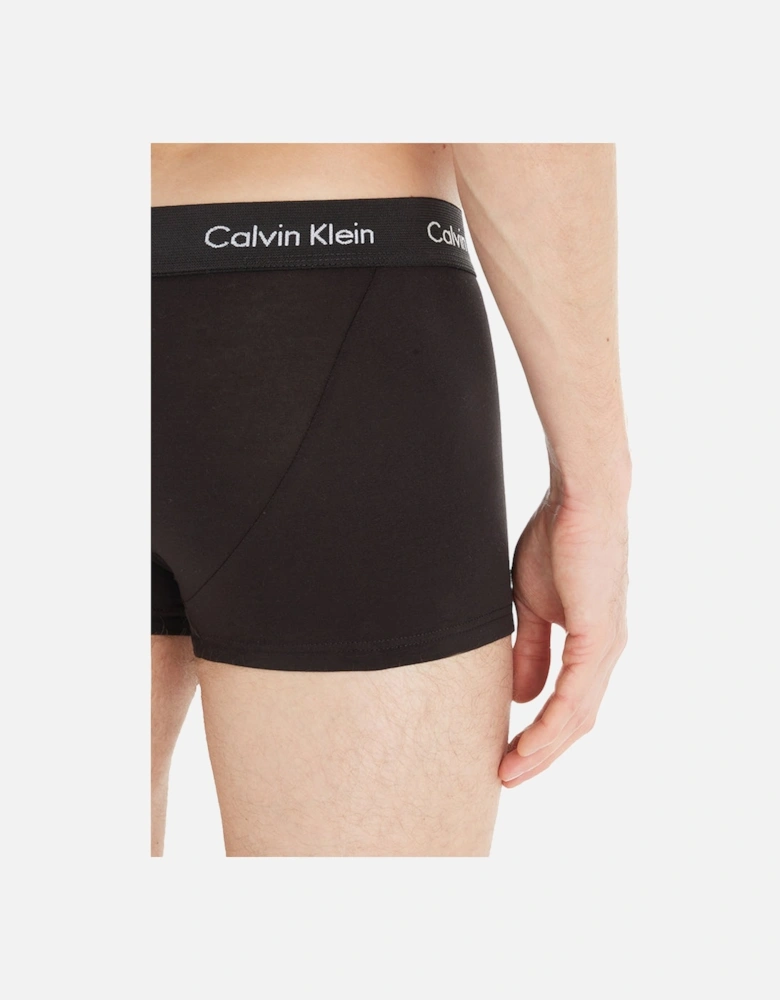 3-Pack Low-Rise Cotton Stretch Boxer Trunks, Black