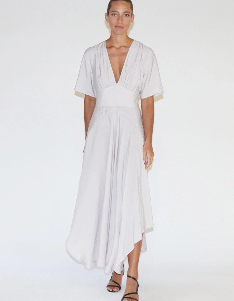 Handkerchief Hem Maxi Dress - White